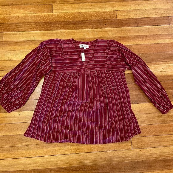 Madewell Swingy Peasant Top in Metallic Stripe - Picture 1 of 3
